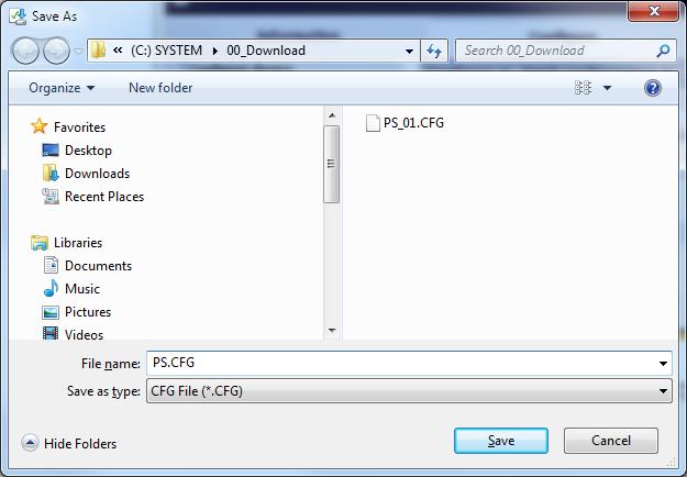 7 Operation at Use of a PC 7.3 Configuration of the Device Save As Select in the button choice Open/Save/Cancel Save Save As: Figure 7-17 Save As Dialog Select the file path.