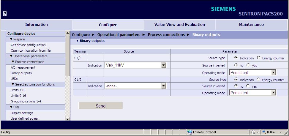 on the Configure tab, Limits 1-8 item (see Automation Functions) as follows: Figure 7-74 Configure Tab, Measurand Limits