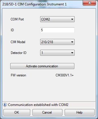 5 Doubleclick in Configurable Modules on 218/SD-1 CIM. 218/SD-1 CIM Configuration dialog opens.