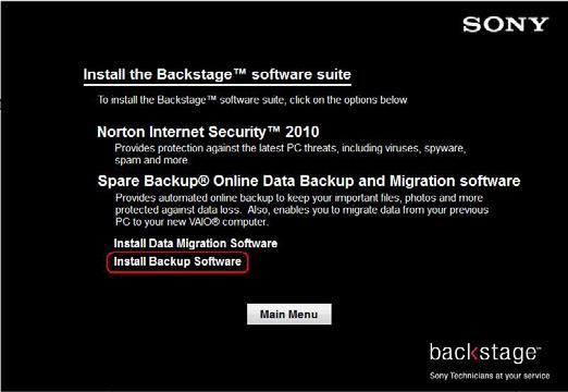 1 Click on Spare Backup Online Data Migration software to begin installing the program.