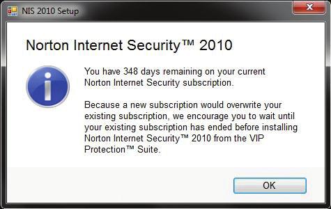 Installing Norton Internet Security 2010 Option D: If you already have a paid subscription to Norton Internet Security.