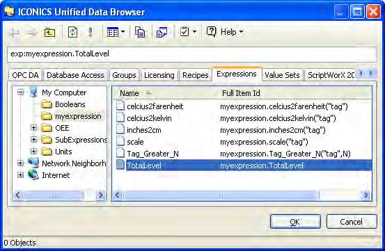 Click Data Tags and use Unified Data Browser (UDB) to browse Expressions Figure 4: Unified