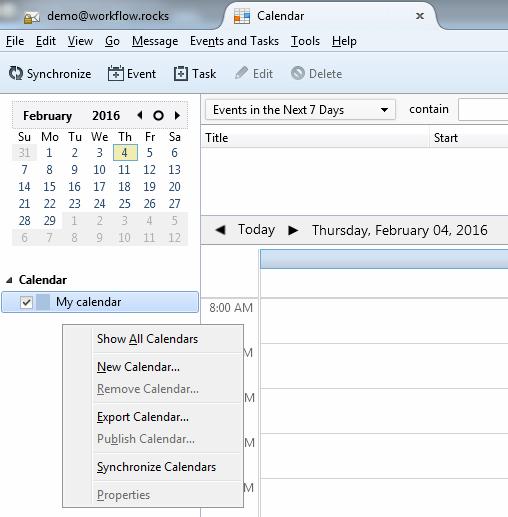 Calendar To setup your calendar you need to go to Events and Tasks >> Calendar.