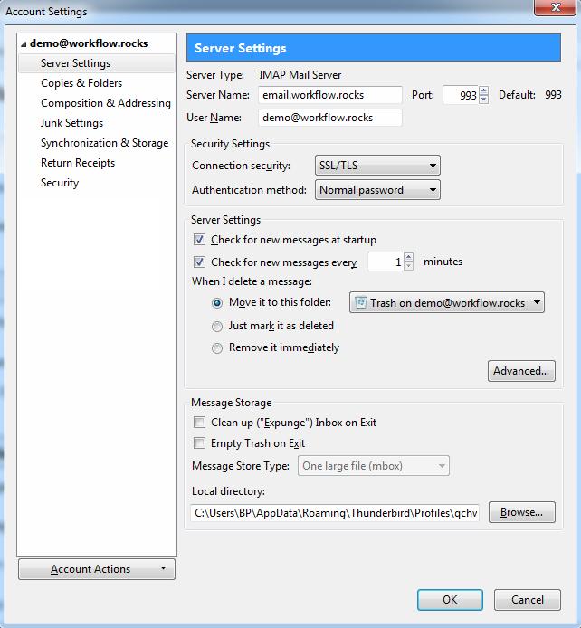 In the Account Settings window you can manage additional settings, such as