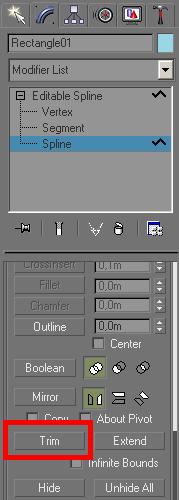 Note that in the modifier stack we have to have Spline selected in order to see the Trim icon.
