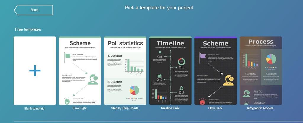 Pick Your Template Click on the New Infographic button to straight away start creating your infographic.