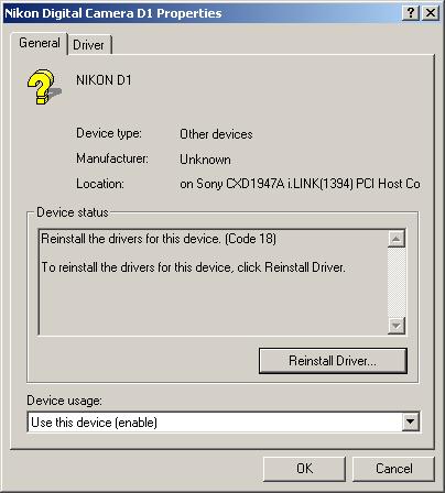 Step 17 In the General tab, click Reinstall Driver Click this button Step