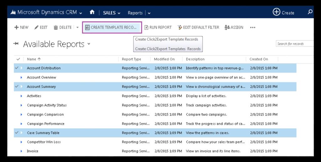 CRM REPORT TEMPLATES To export any report using Click2Export you need to create a report template that can would be used by the export tool.