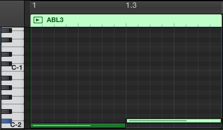 MIDI Modes ABL3 has two MIDI Modes: Pattern Mode Note Mode In Pattern mode the plug in will play a sequence of notes, where each MIDI key corresponds to one of the 128 patterns that ABL3 can hold.
