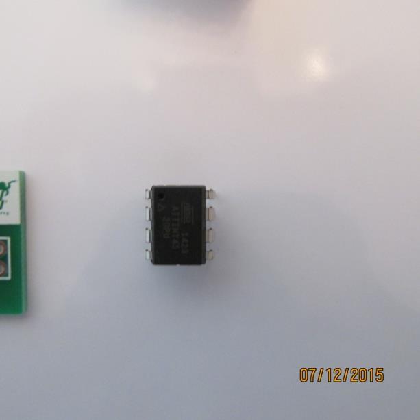 Start out by finding the green microcontroller PC Board the ATtiny microcontroller. They look like this. Green microcontroller PCB ATtiny microcontroller This part is VERY IMPORTANT so pay attention!