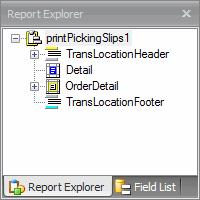 Report Explorer The Report Explorer provides easy navigation through report elements.