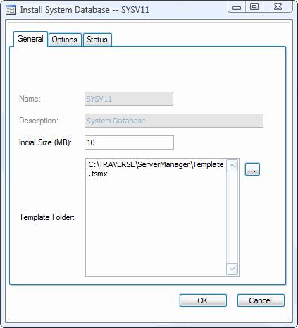 7. Expand TRAVERSE in the left column. The Install System Database dialog box appears. 8. When you create the SYS database, accept the default of 10 MB in most cases.