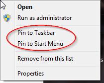 pin to Start Menu so that you don t have to