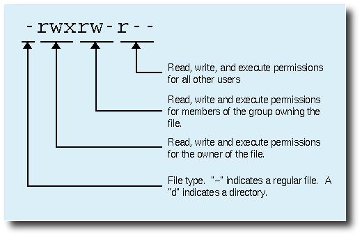 chmod Change the permissions of files Read (r), write (w), and