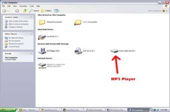 4. Locate the drive created by the unit, generally just called Removable Disk, with a letter in Parenthesis.