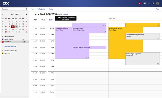 New Calendar Merge and Split views A significant new UX feature is Split