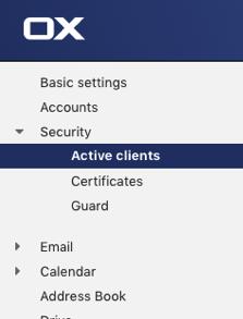 OX Settings General UX enhancements OX Settings have had a few significant updates Security now has its own section with Active Clients, Certificates and OX Guard as sub sections Under Security there