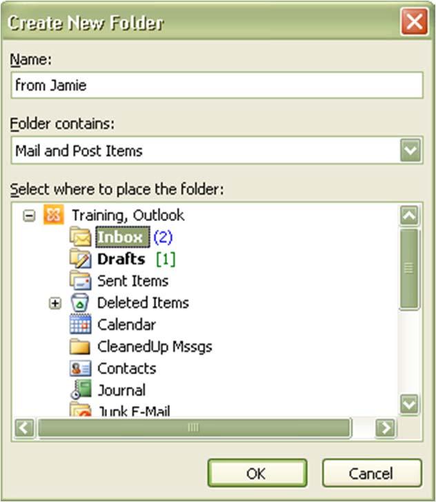 Organizing with Outlook Folders Level 1/Guide E, p.2 1.