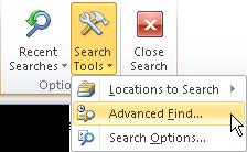 This special Ribbon Tab allows you to control the depth and power of your search by specifying in the Scope Ribbon group whether to constrain your