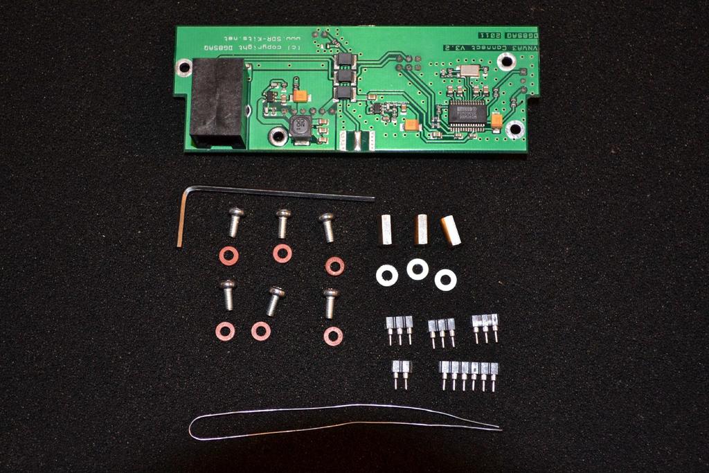 3.3 Contents of the VNWA 3 Expansion Board kit is shown below. check off against the list. 1 pc assembled VNWA 3 Expansion Board 1 pc 2mm Allen key to remove VNWA 3 covers 3 pcs 2.