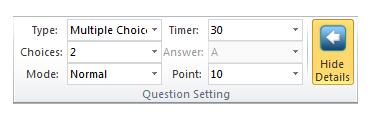 3.1.2 Choices Choices: Select the answer options you desire to set up from the Choices drop-down list.