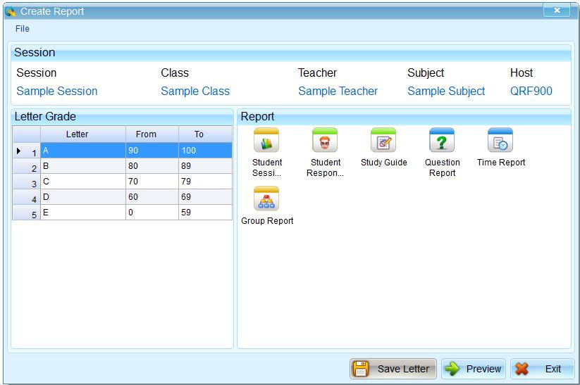 The QClick reporting system generates various category reports using the student class activity performance data.