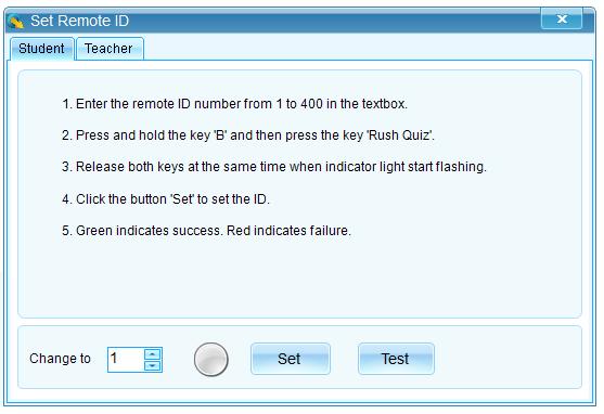 Change the Channel on the Teacher Remote Click on the teacher tab in the Set Remote ID window.