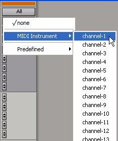 6 If you are using an external MIDI device and have connected its audio output to your audio interface for monitoring in Pro Tools, click the Input selector of the Instrument track and choose the