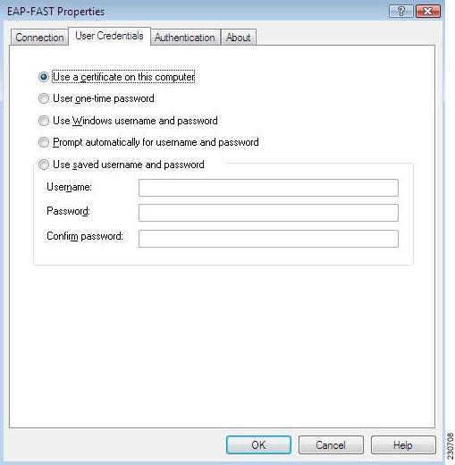 Configuring User Credentials Prompted user credentials The user is prompted during authentication for credentials.