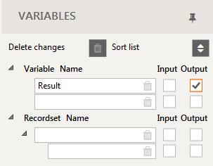 Output variables are values produced as the end result of running the service.