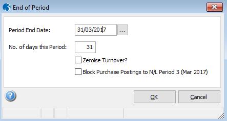 Period End When performing Period End for your modules, for example the Purchase Ledger.
