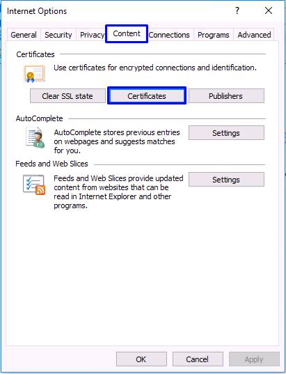 3. Then, in the [Certificates] dialog, move to the [Personal] tab and make
