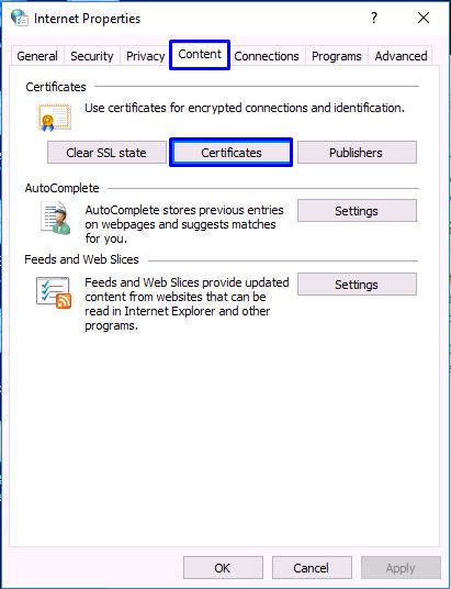 4. Then, in the [Certificates] dialog, move to the [Personal] tab and make
