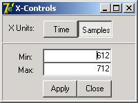 37 EasyLogger for PS40M10 Help 3.4.3 X-Control Window The X-Control window is shown below and provides manual control over the X-axis.