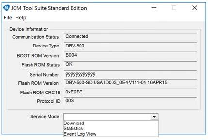 SOFTWARE DOWNLOAD PROCEDURE To updte the Softwre Version in the DBV-500 Unit: 1. Click the Service Mode drop-down menu (Figure 5 ), then click Downlod.