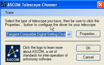 ASCOM Telescope Chooser to choose