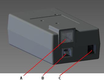 A: RJ45 Jack B: USB port C: 7-12VDC connector, center positive A: B: C: D: