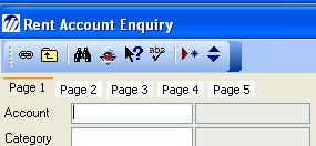 Accessing an account by Tenancy Name scan In Page 1 of the Rent Account Enquiry screen with the cursor starting in the