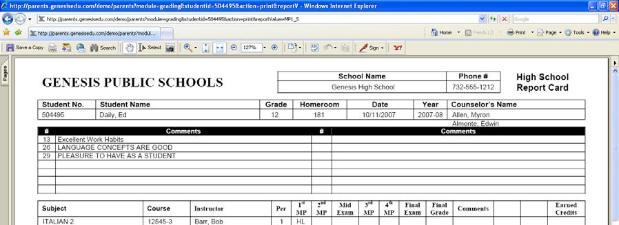 Adobe Printer icon Procedure to Print a Copy of the Report Card 1. Click on the Setup tab. 2. If the Please click here to view message appears, click it.
