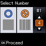 8. Check the printed pattern and press the arrow buttons to choose the number representing the best printed pattern for each set. Press the OK button after each selection.