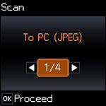 4. Press the arrow buttons to select a scan option and press the OK button. To PC (JPEG) saves your scan file directly to your computer or as an image capture in Mac OS X 10.6/10.7/10.8.