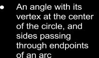 tangent, arc and measure, central angle) Naming a circle: a