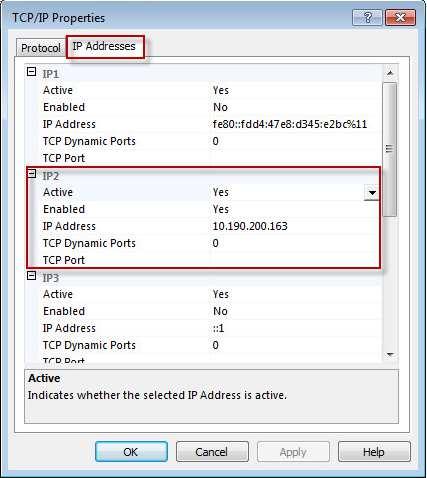 Close the dialog box Another option is to make the SQL server instance listen to a static port.