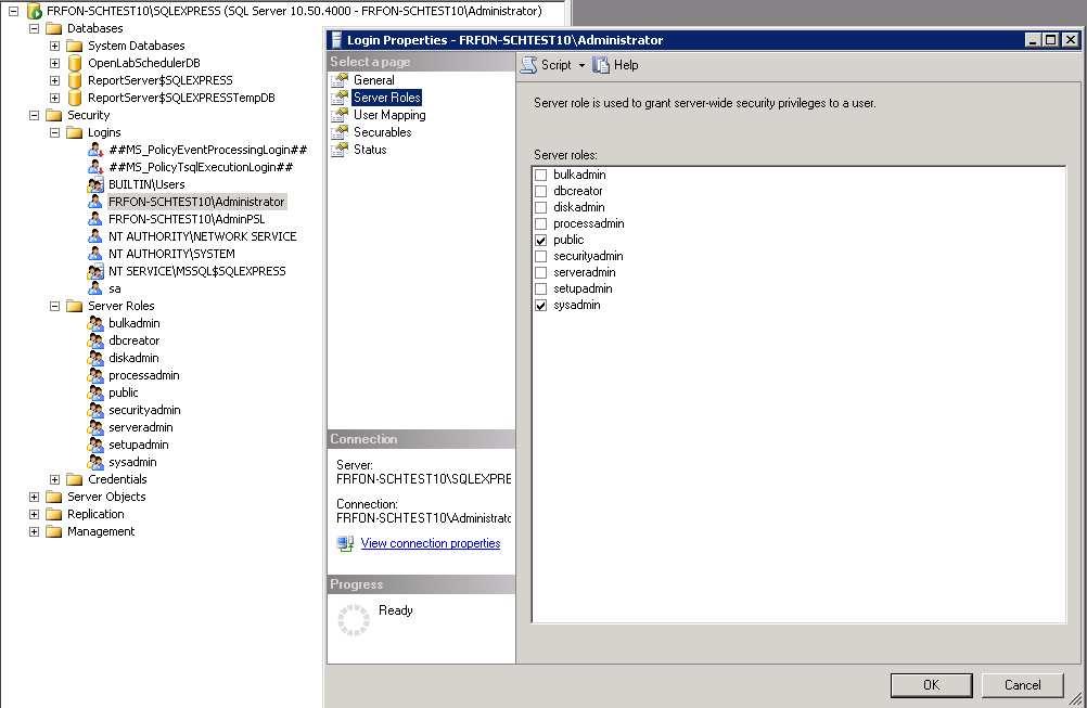 Appendix A: Microsoft SQL Server 2008/R2 or 2012 4. Select General and change the Server Authentication mode 5.