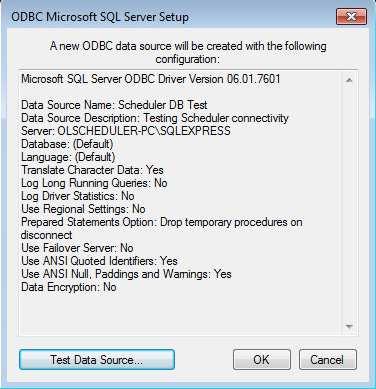 Appendix A: Microsoft SQL Server 2008/R2 or 2012 If the connection succeeded, click Next on the following panels until you can use the Finish button that finally creates the ODBC source.