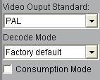 5.6.2 Hardware Decode Mode Configuration 4000MDI decode card has two output standard: PAL & NTSC. The decode mode: Factory default, Preview On, TV Wall On and Preview Off, TV Wall On.