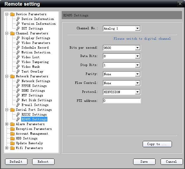 Chapter 6 PTZ Control 6.1 RS-485 Parameters Configuration software.