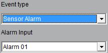 2 nd step: select the event type to motion detection or sensor alarm, and then select the channel/alarm input number, as