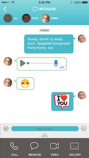 MESSAGING You can send text, voice clips and emoticons to your Moochies watch.