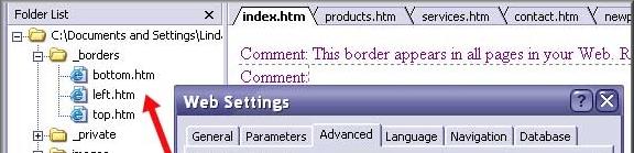 When you add Shared Borders to your web, FrontPage adds another folder which